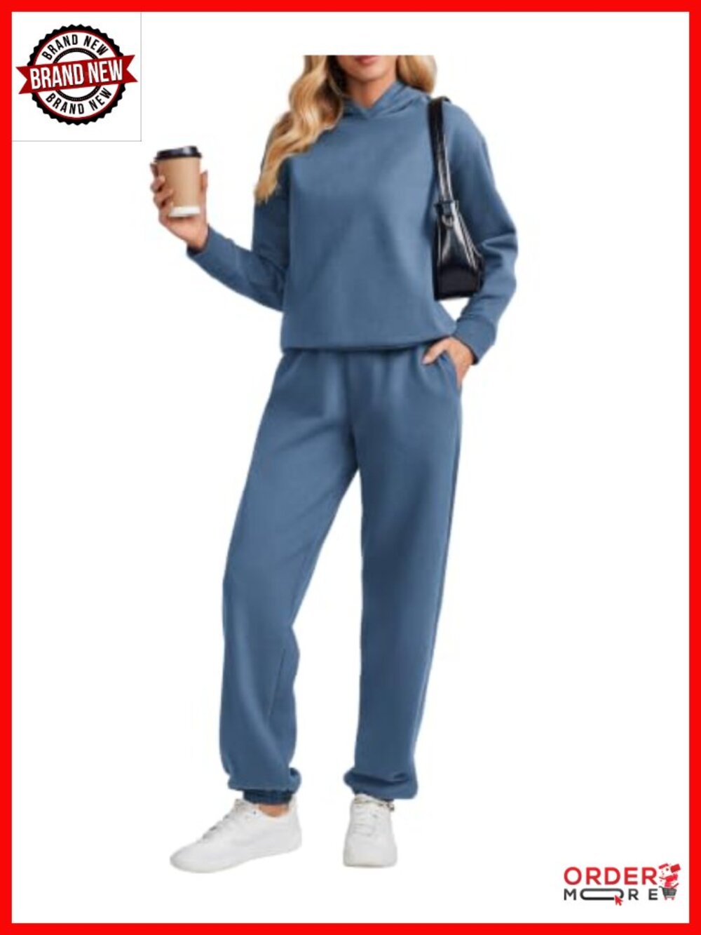 2 Piece Fleece Lounge Set Drop Shoulder Hoodie & Joggers